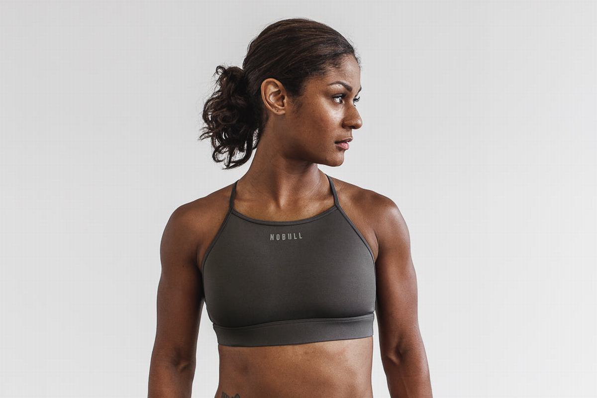 Nobull High-Neck Women's Sports Bras Dark Grey | Australia (JV1925)